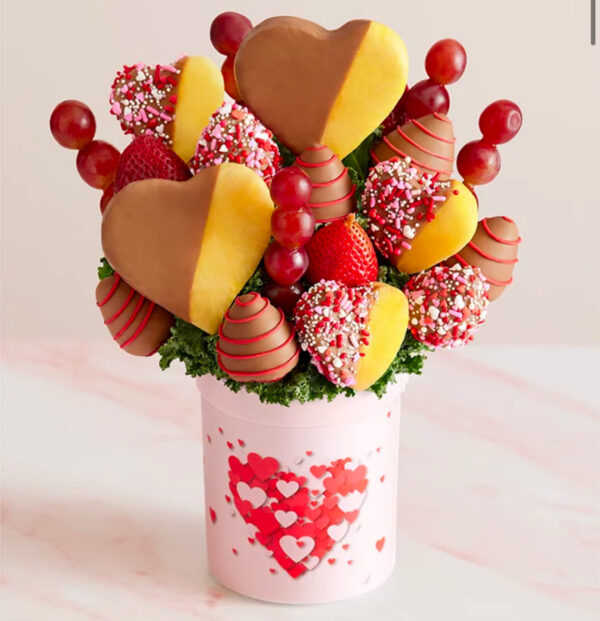 Double Hearts Fruit Bouquet