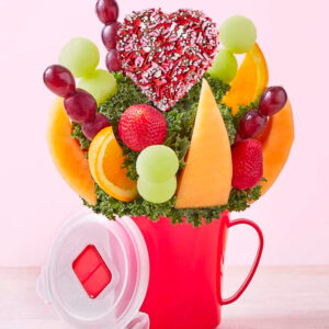 Red Mug Hearts Fruit Bouquet